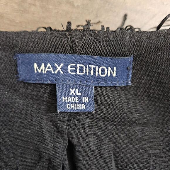 Max Edition Cardigan Womens XL Black Eyelash Shaggy Fringe Knit Open Sweater - Picture 9 of 13